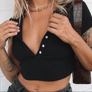 Never worn princess Polly black button top!